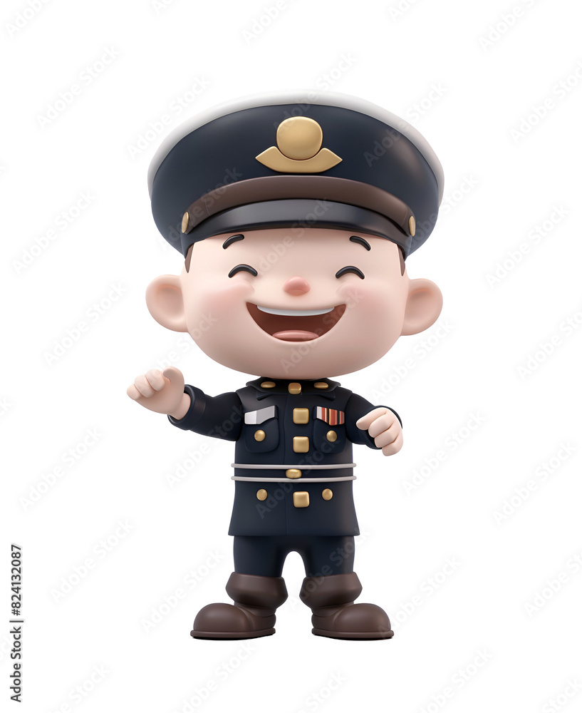Chibi Character Cartoon of a Navy Soldier: Cute Happy Sailor Man with Sailor Hat in 3D Render Illustration, Isolated on Transparent Background, PNG Chibi Character Cartoon of a Navy Soldier: Cute Happy Sailor Man with Sailor Hat in 3D Render Illustration, Isolated on Transparent Background, PNG