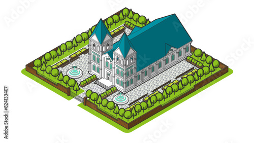 俯瞰から見た立体の式場のベクターイラスト