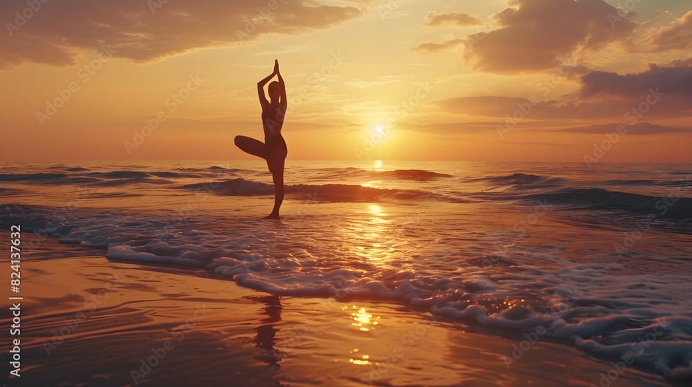 Tranquil Sunrise Yoga by the Beach: Harmonizing Body and Mind in Nature's Embrace