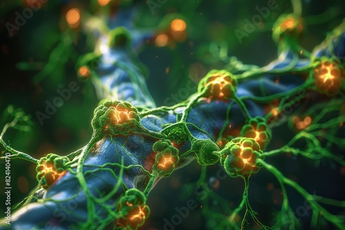 Fluid defenders: lymphatic system - the body's frontline defense, the intricate network of vessels and nodes that safeguard against infection and maintain fluid balance. photo