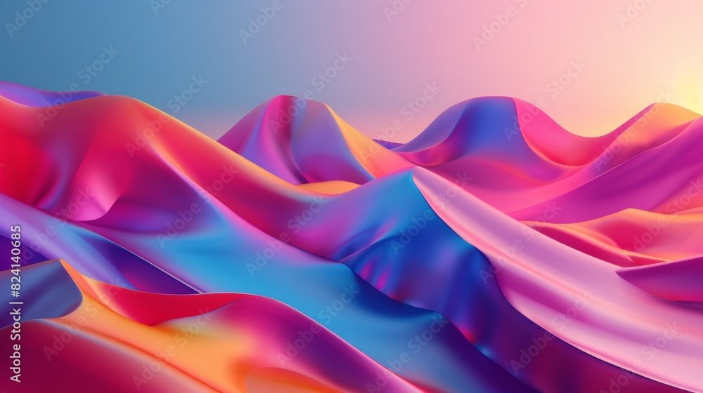 Vibrant Multicolored Abstract Landscape with Smooth Waves