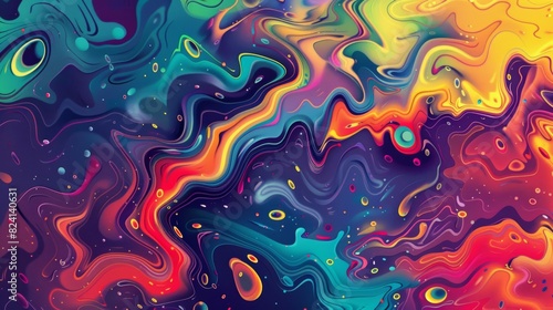 Vibrant Abstract Fluid Art with Colorful Swirls and Patterns