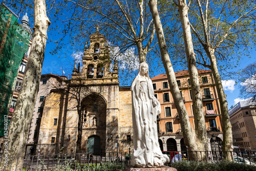 Facade of the Church of San Vicente Abando, catholic churche in the Old City, located in Bilbao, Basque Country photo