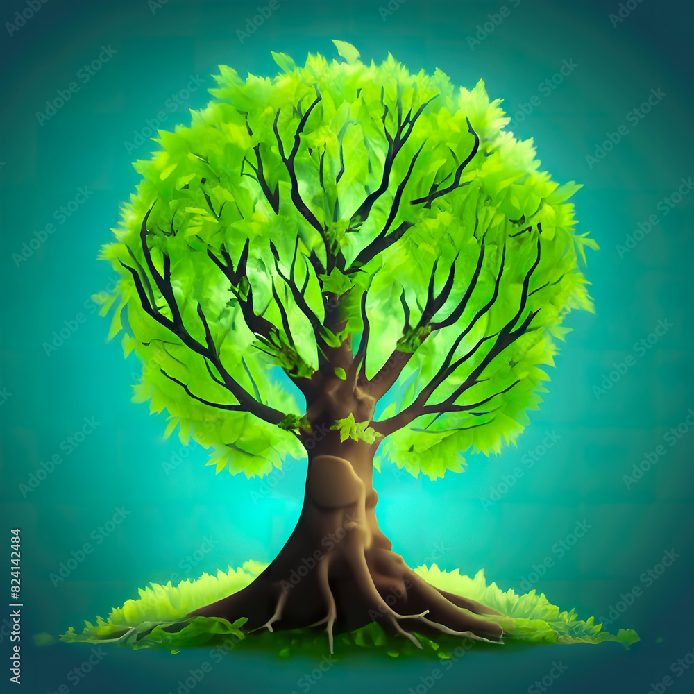 Fotografie Green tree with green leaves