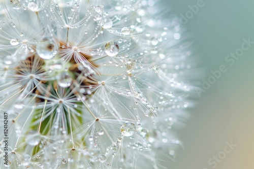 Close-up of a dandelion with water droplets  dark background