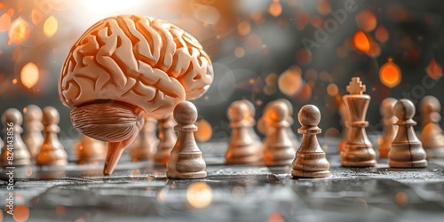 An intelligent brain outsmarting traditional competition showcasing triumph over challenge through vivid contrasts. Concept Competition, Triumph, Challenge, Intelligence, Contrasts photo
