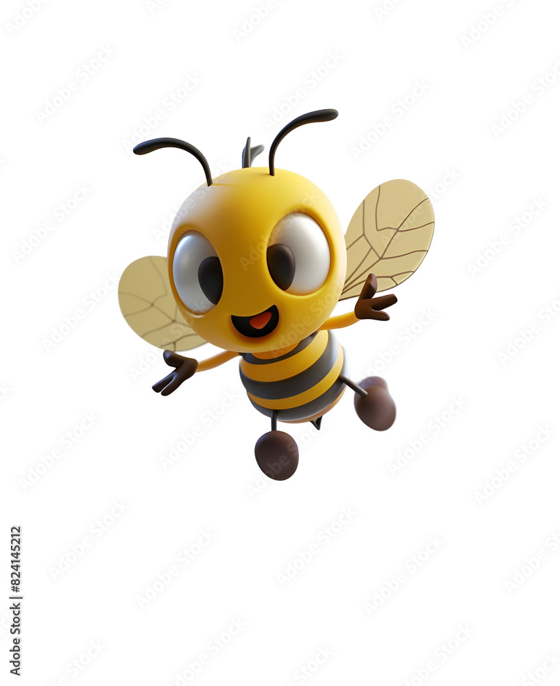 3D Chibi Cartoon Illustration of a Cute and Happy Flying Bee Animal Character, Isolated on Transparent Background, PNG 3D Chibi Cartoon Illustration of a Cute and Happy Flying Bee Animal Character, Isolated on Transparent Background, PNG