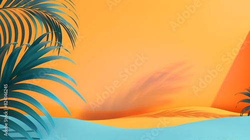 ilustracion de un fondo con espacio para copiar estilo tropical con elementos playeros de playa fondo abstracto para diseño o invitación digital muy colorida y refrescante photo