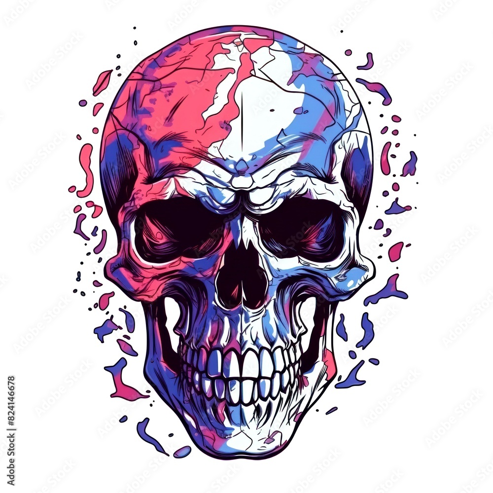 Fototapeta premium skull american style isolate white background
