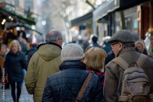 Unidentified people walking on the Christmas market in London.