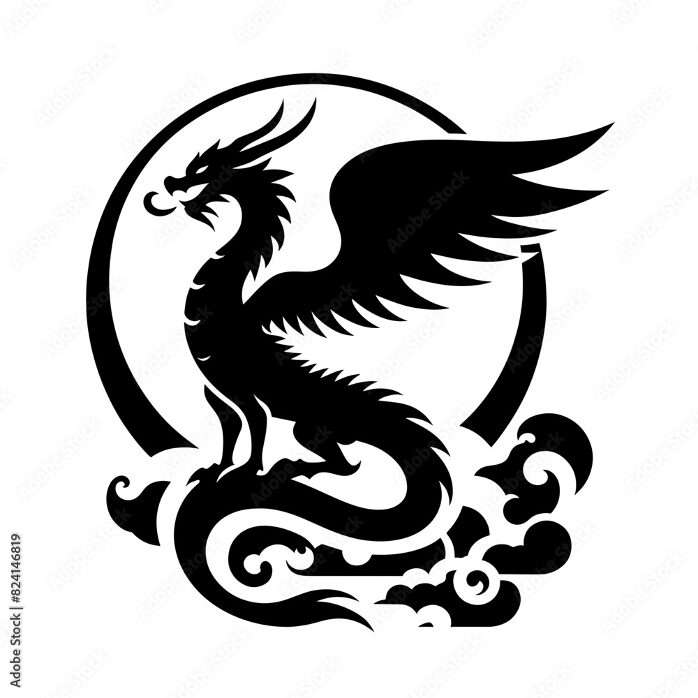 silhouette illustration Dragon vector SVG silhouette illustration Dragon vector SVG