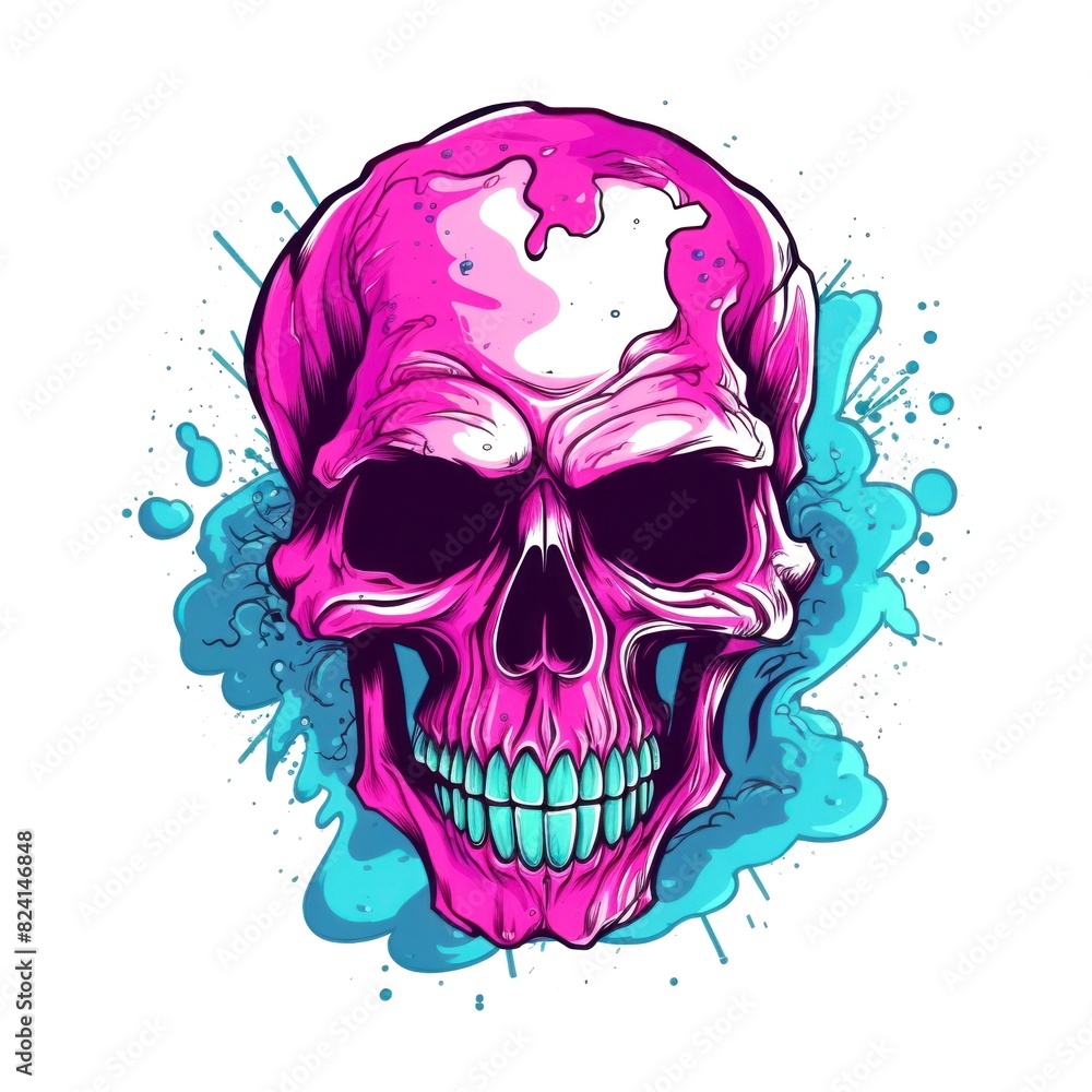Fototapeta premium skull american style isolate white background