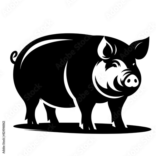 silhouette illustration pig vector SVG
