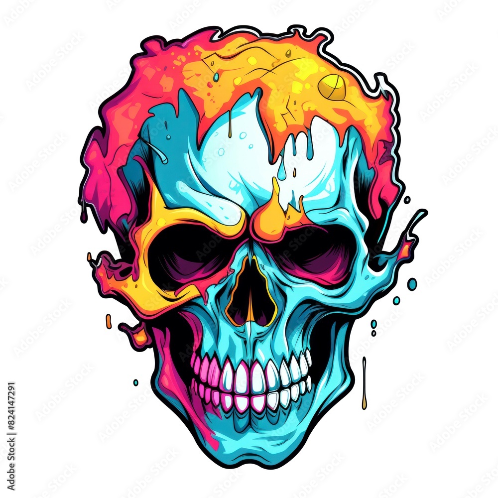 Fototapeta premium skull american style isolate white background