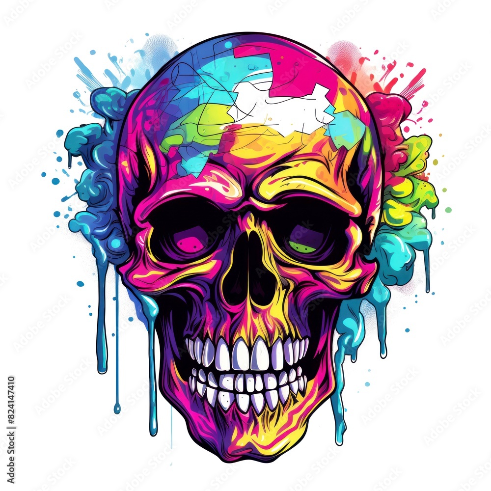 Fototapeta premium skull american style isolate white background