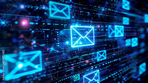 illustration abstract of digital email being sending photo
