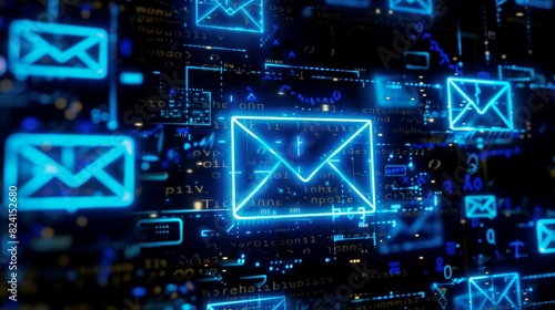 illustration abstract of digital email being sending
