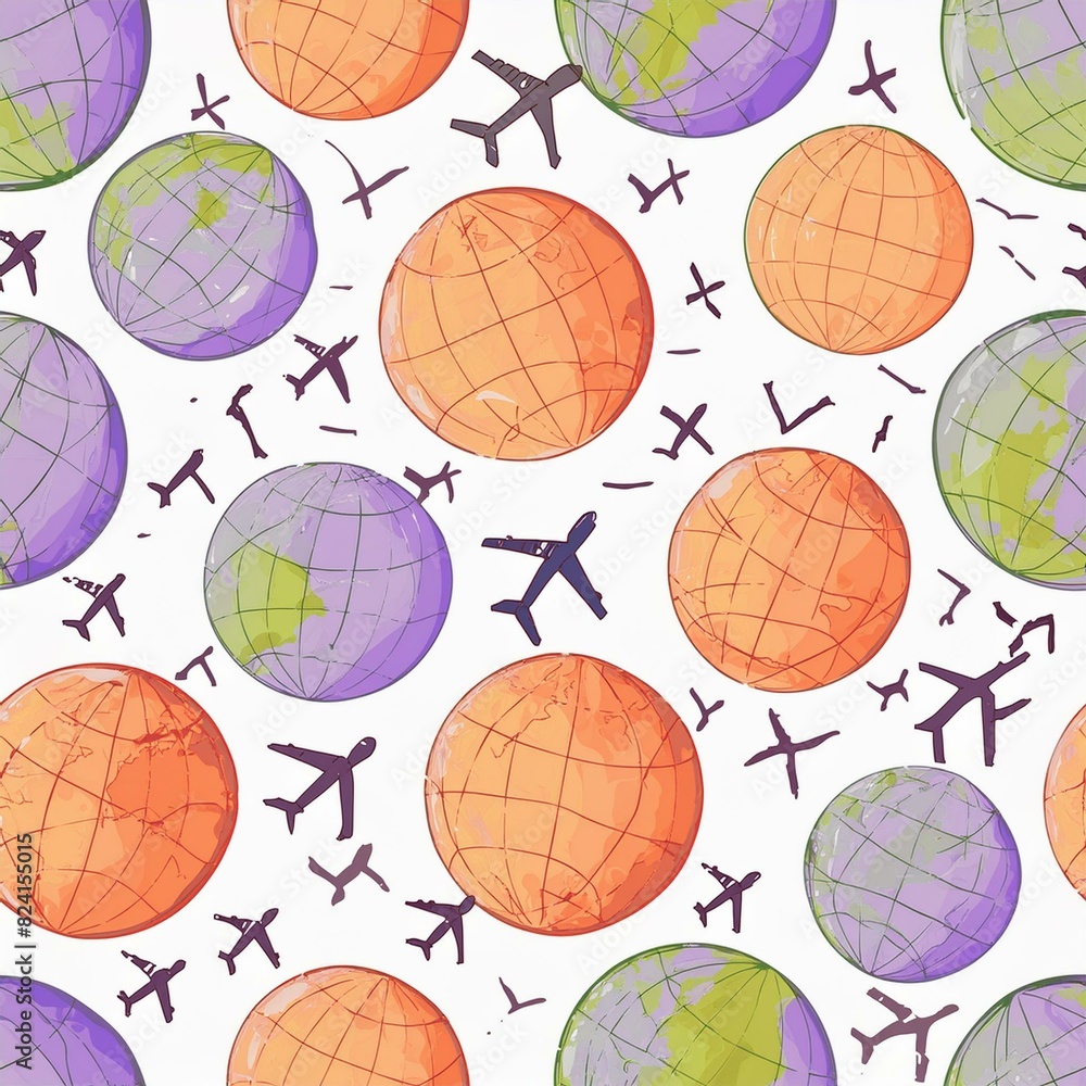 seamless background with globe seamless background with globe