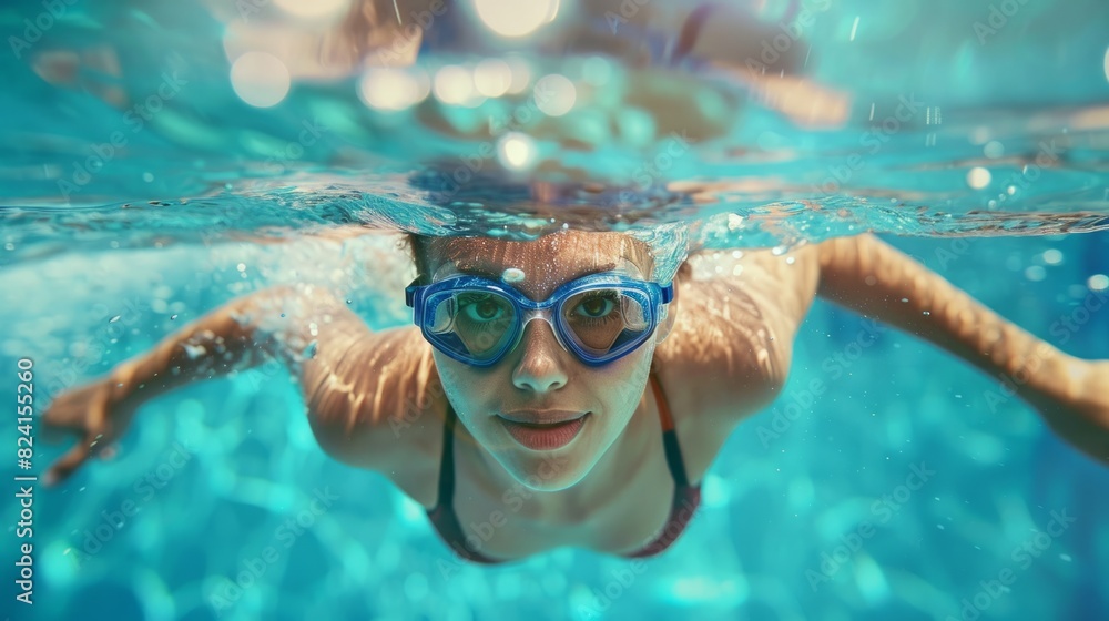 Naklejka premium Swimmer in the pool generative ai