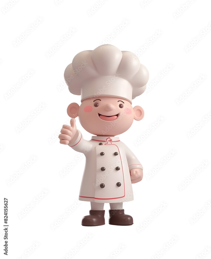 Happy Chef in Chibi Cartoon Style Giving Thumbs Up: A Cute 3D Render Illustration, Isolated on Transparent Background, PNG Happy Chef in Chibi Cartoon Style Giving Thumbs Up: A Cute 3D Render Illustration, Isolated on Transparent Background, PNG