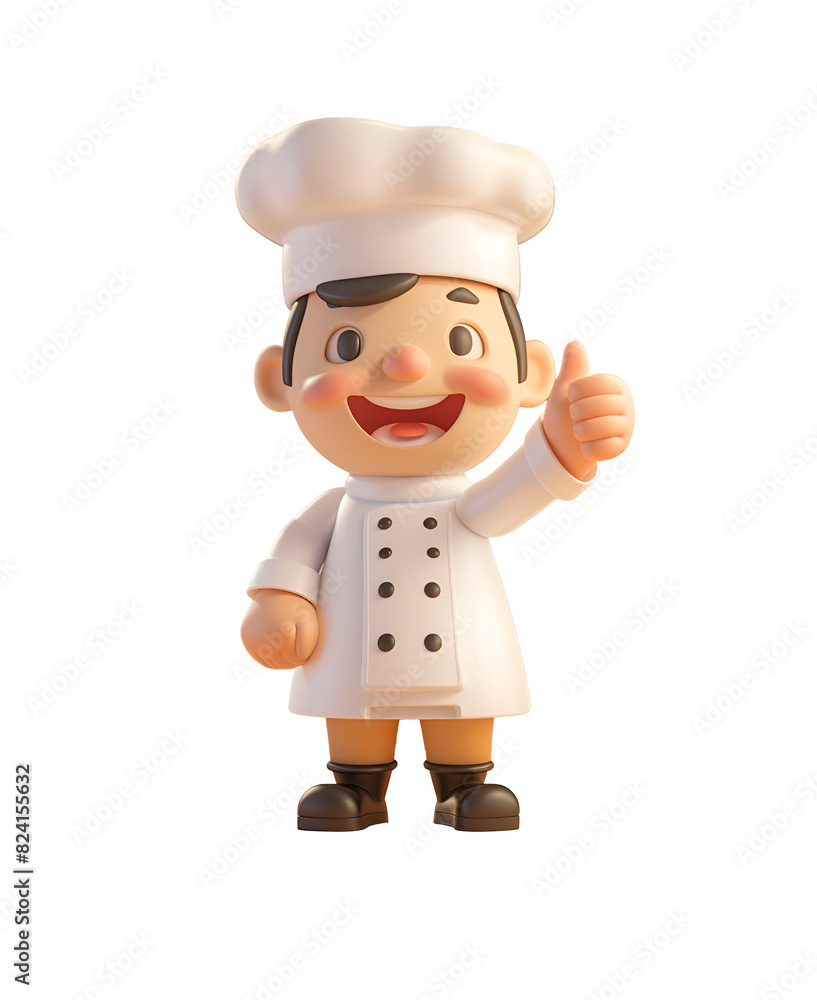 3D Render Illustration of Cute Happy Chef Giving Thumbs Up in Chibi Cartoon Style, Isolated on Transparent Background, PNG 3D Render Illustration of Cute Happy Chef Giving Thumbs Up in Chibi Cartoon Style, Isolated on Transparent Background, PNG