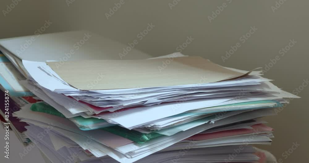 Large pile of papers dropped on floor, Too much work