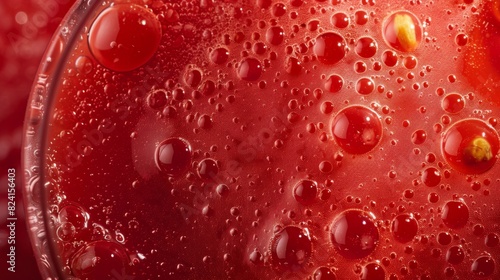 A detailed close-up shot of tomato juice. Perfect for advertising or illustrating thirst-quenching beverages.