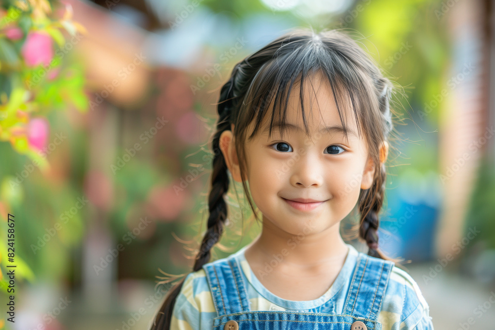 Happy Asian Girl with Backpack Outside Ready for Back to School or Hiking Adventure Happy Asian Girl with Backpack Outside Ready for Back to School or Hiking Adventure
