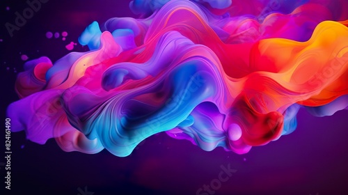 Abstract purple pink orange smoke cloud background. Flow liquid design element. Fluid acrylic painting abstract texture.