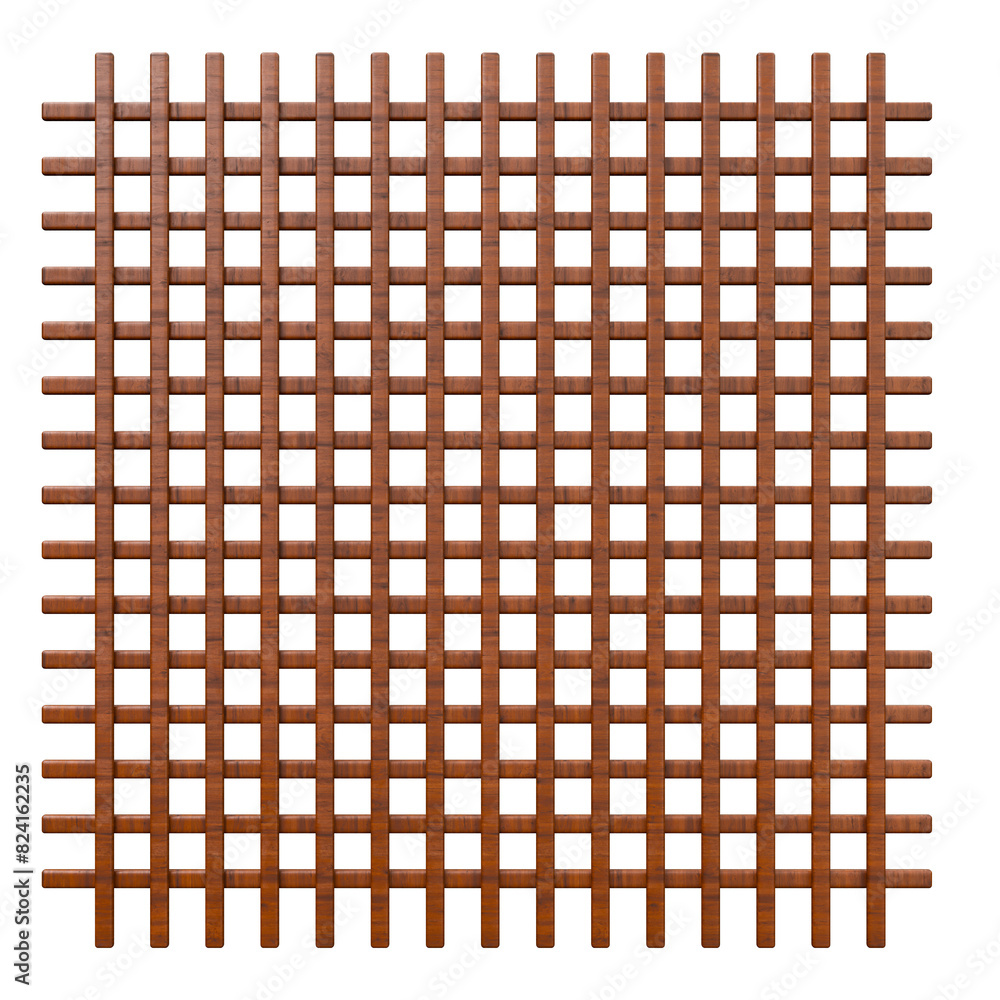 Wooden lattice frame in realistic 3d render with transparent background Wooden lattice frame in realistic 3d render with transparent background