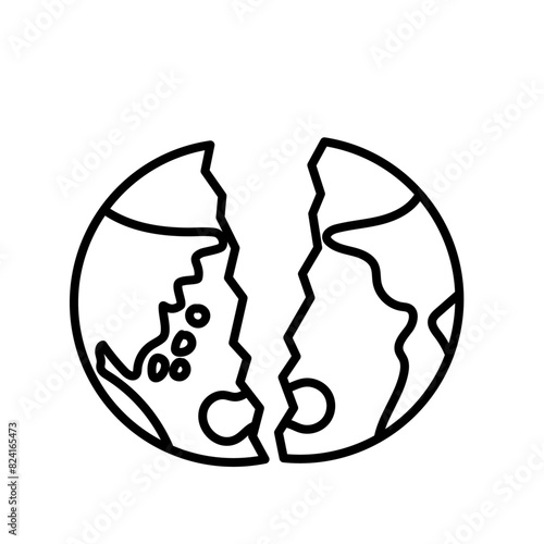 割れる地球のシンプルなベクターイラスト
