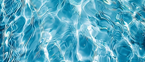 Crystal clear blue water texture with bubbles  capturing the essence of freshness and purity. Ideal for backgrounds  summer themes  and aquatic designs.