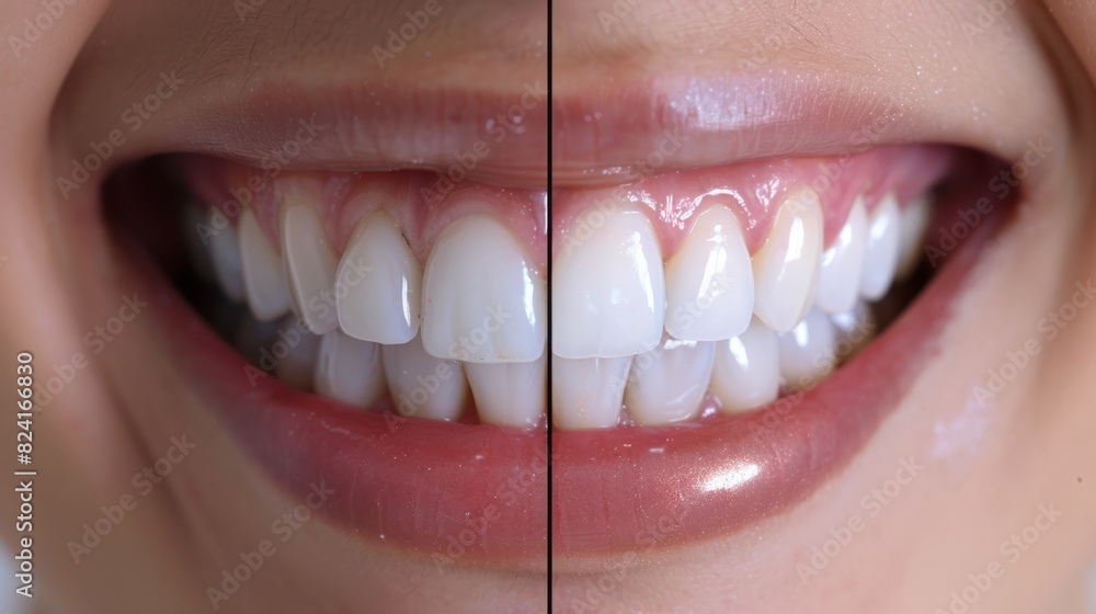 Fototapeta premium before and after teeth whitening transformation generative ai