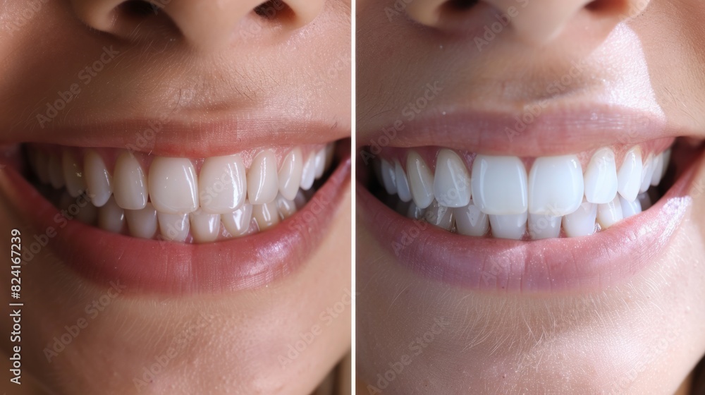 Fototapeta premium before and after teeth whitening transformation generative ai