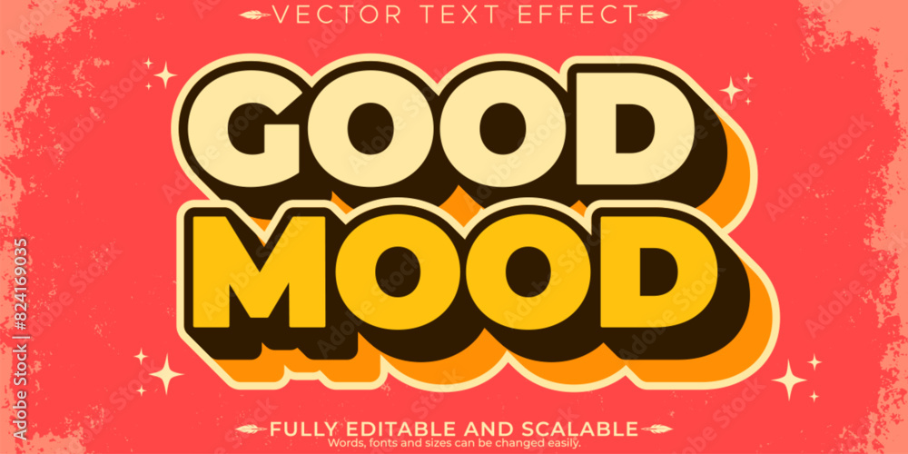 Fototapeta premium Retro vintage text effect, editable 70s and 80s text style
