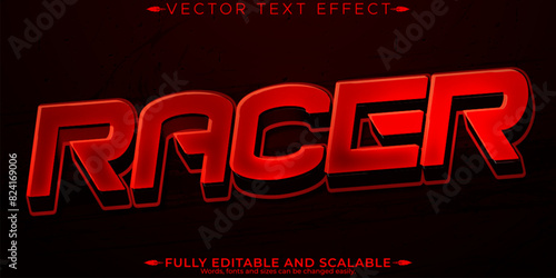 Racer text effect, editable speedster and fast customizable font style