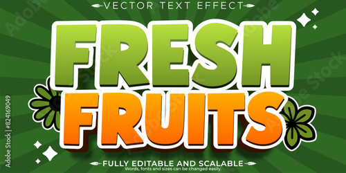 Fresh fruit text effect, editable natural and organic text style