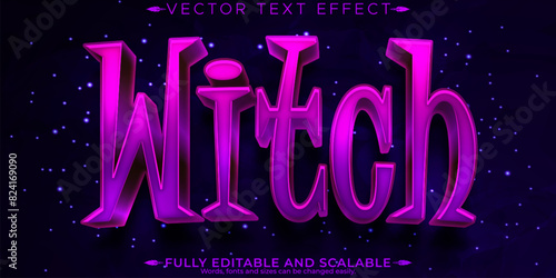 Witch text effect, editable sorceress and magical customizable font style.