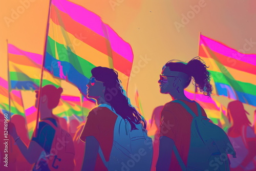 People holding LGBTQ flags
