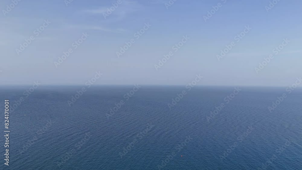 Calm blue sea in Turkish Belek, view from the top 4K quality Calm blue sea in Turkish Belek, view from the top 4K quality