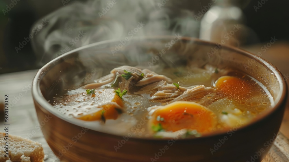 Chicken soup with copy space area. Delicious food Chicken soup with copy space area. Delicious food