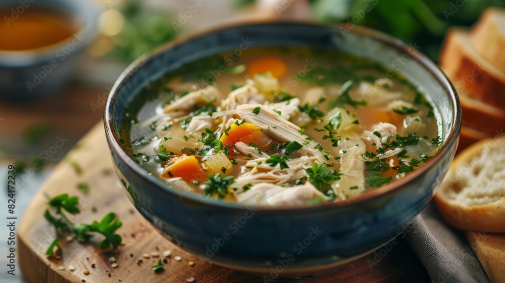 Chicken soup with copy space area. Delicious food Chicken soup with copy space area. Delicious food