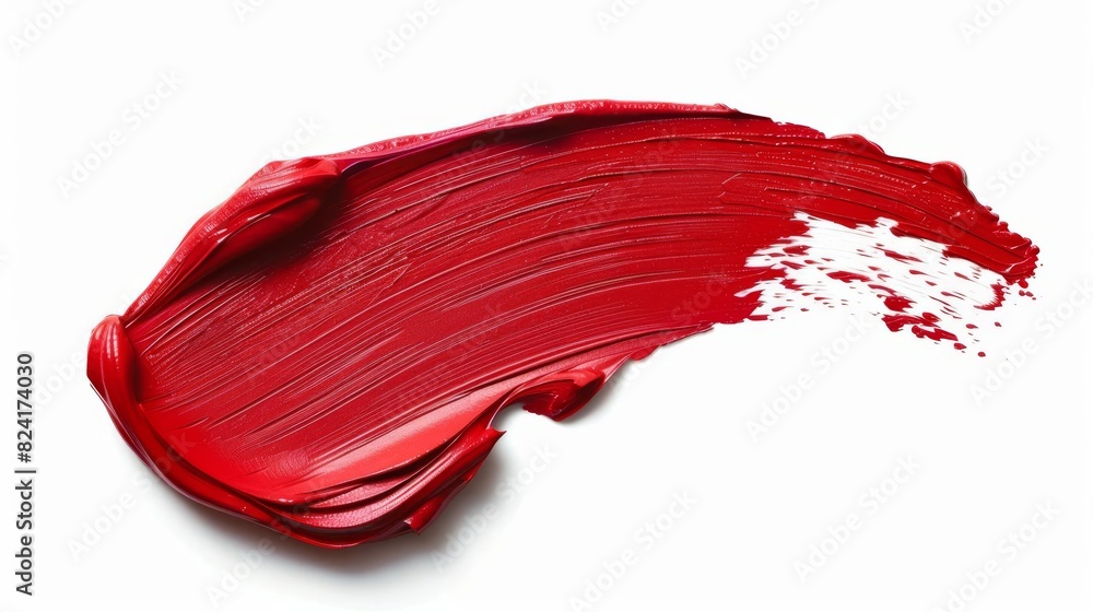 vibrant red lipstick swatch isolated on white showcasing rich pigment and creamy texture closeup photo vibrant red lipstick swatch isolated on white showcasing rich pigment and creamy texture closeup photo