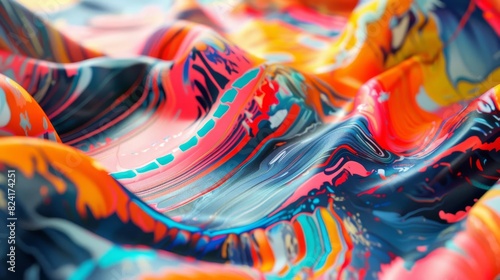 vibrant silk screen printing process colorful textile design creation 3d illustration photo
