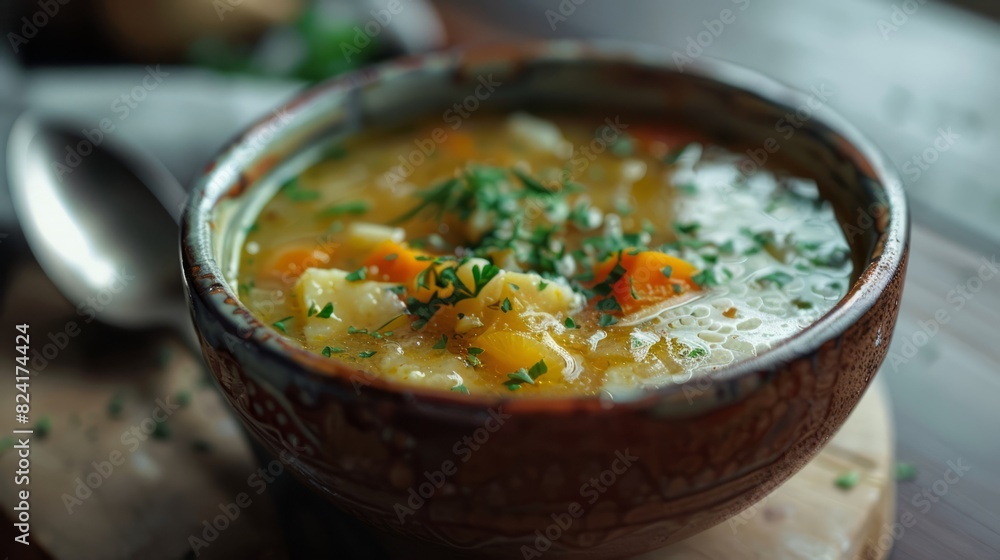 Chicken soup with copy space area. Delicious food Chicken soup with copy space area. Delicious food