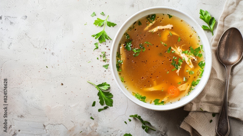Chicken soup with copy space area. Delicious food Chicken soup with copy space area. Delicious food