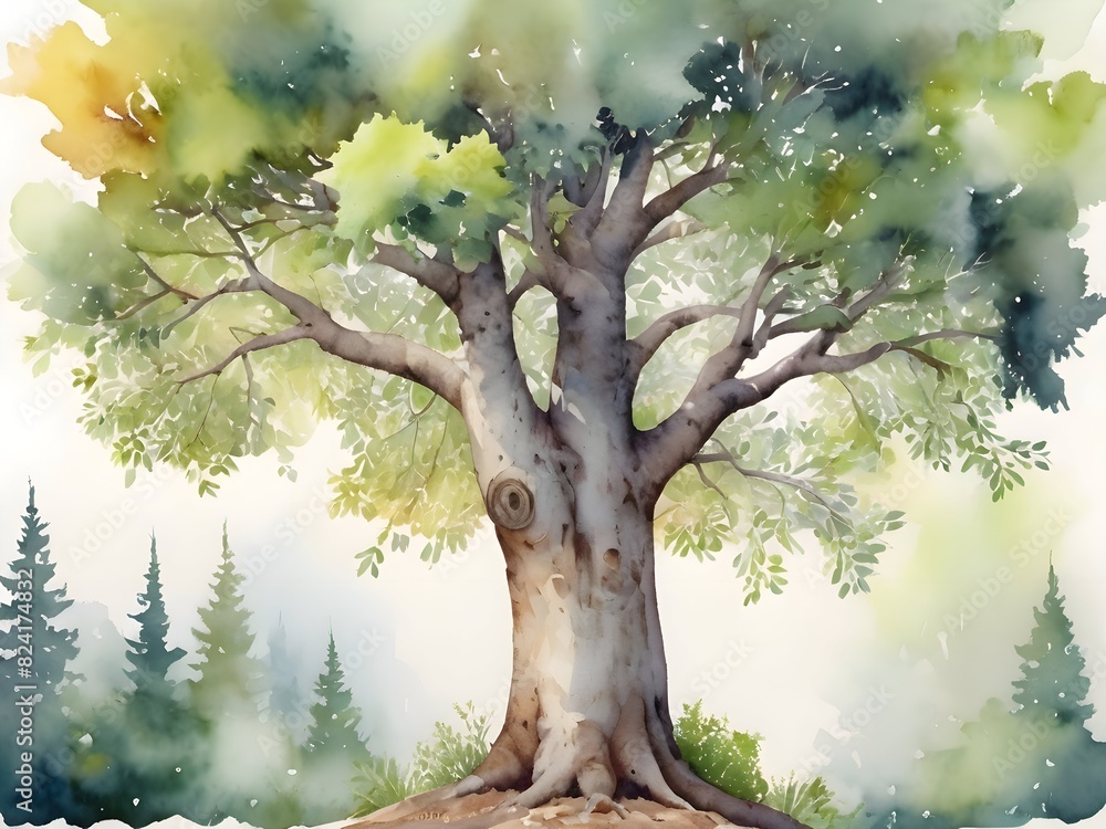 Tree Nature Landscape Watercolor Art Tree Nature Landscape Watercolor Art