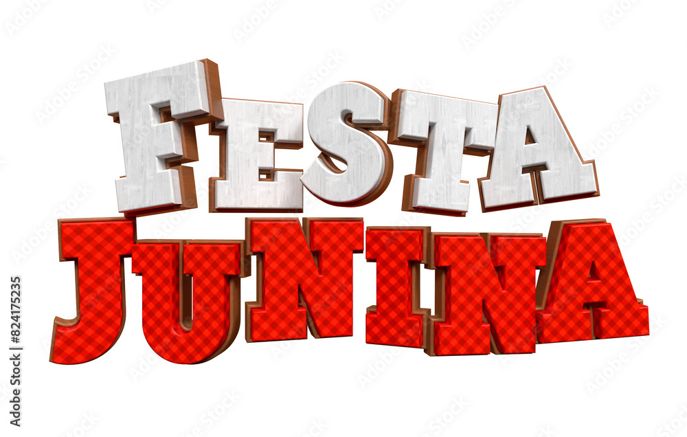 Label Festa Junina for São João in Brazilian Portuguese in 3d render illustration with transparent background Label Festa Junina for São João in Brazilian Portuguese in 3d render illustration with transparent background