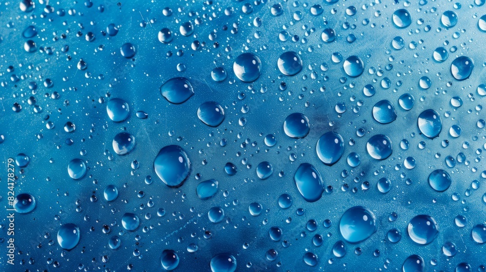 Water background with drops on blue surface. generative ai Water background with drops on blue surface. generative ai