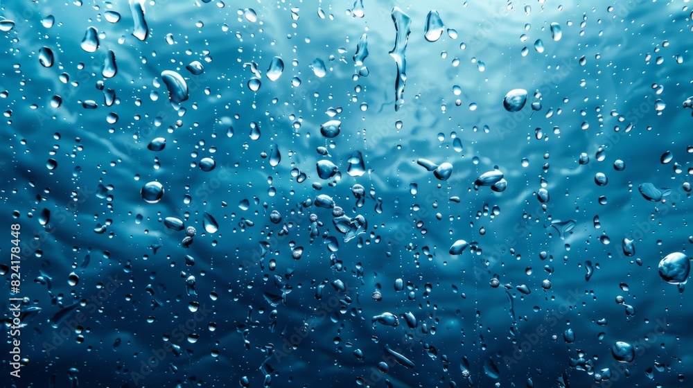 Water background with drops on blue surface. generative ai Water background with drops on blue surface. generative ai